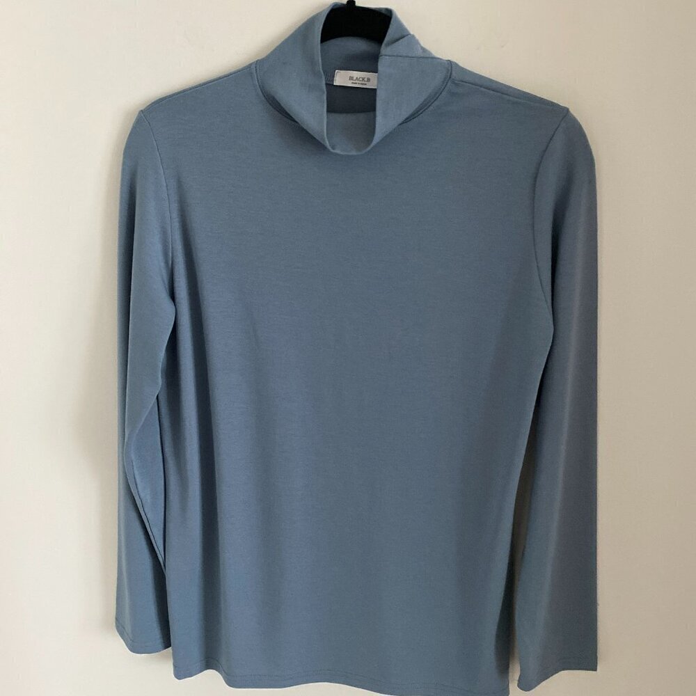 BLACK.B Ultrasoft Knit Mock Neck Long-Sleeve Top Light Sweater Blue